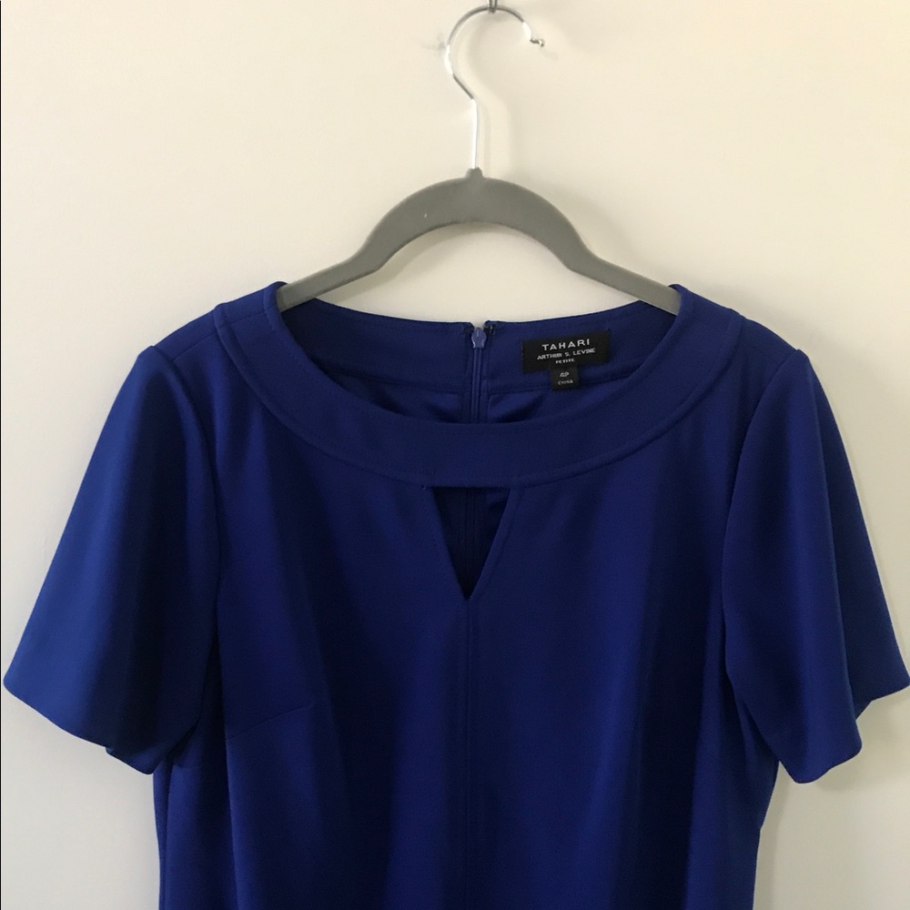 Tahari Blue Short Sleeve Dress - Picture 2 of 7